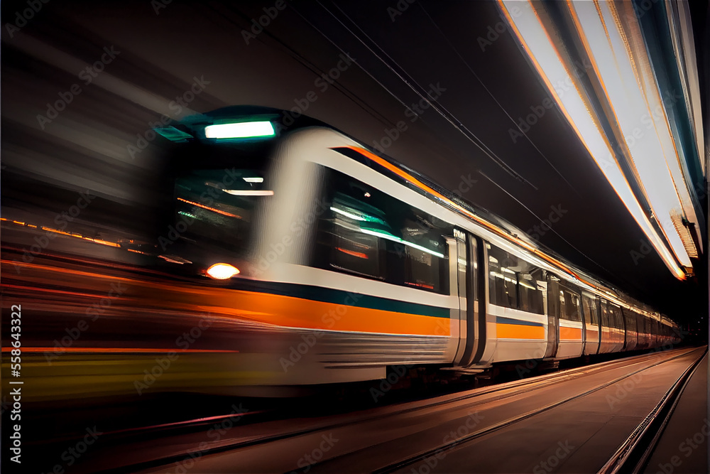 Moving Train, with Its Lights and Shadows Creating a Stunning Long ...