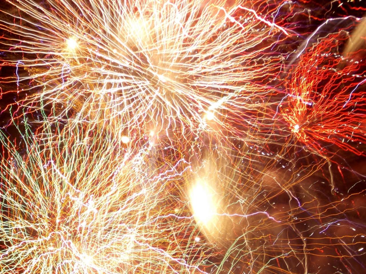 Fireworks in the village or a small town, slow shutter Stock Photo - Alamy