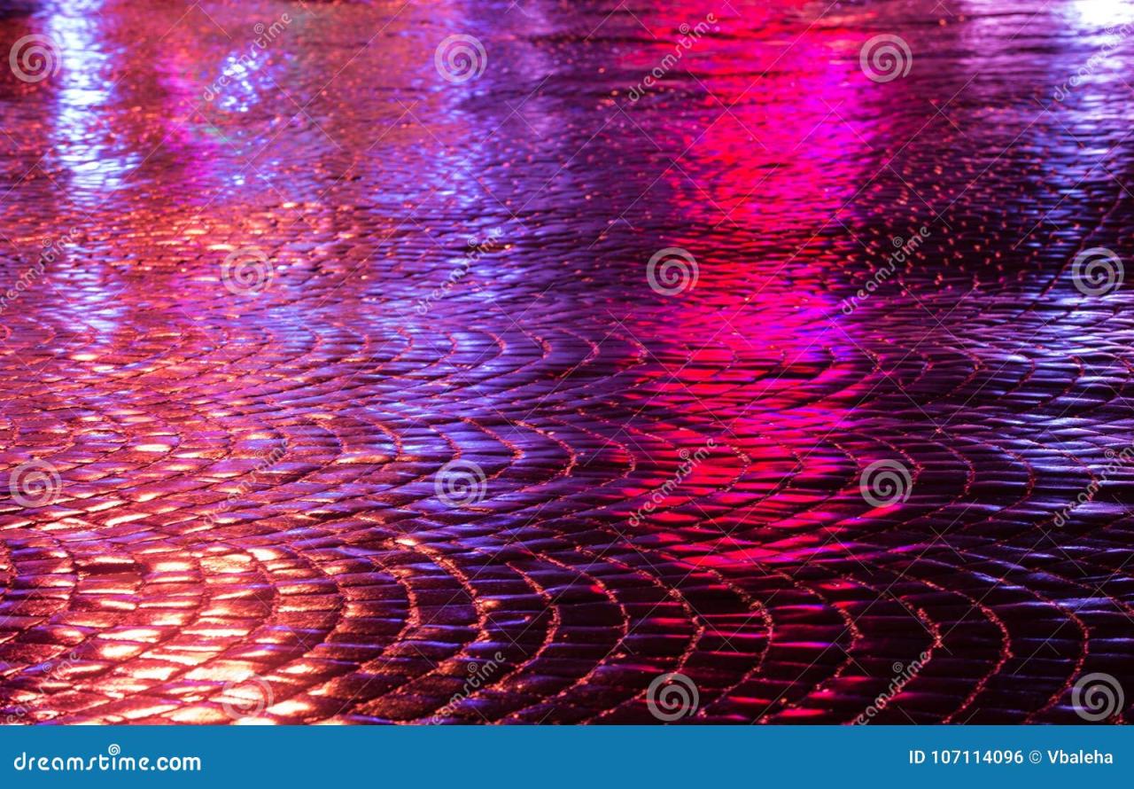 Streets After Rain With Reflections Of Light On Wet Roadway Stock Photo ... Streets After Rain With Reflections Of Light On Wet Roadway Stock Photo ...